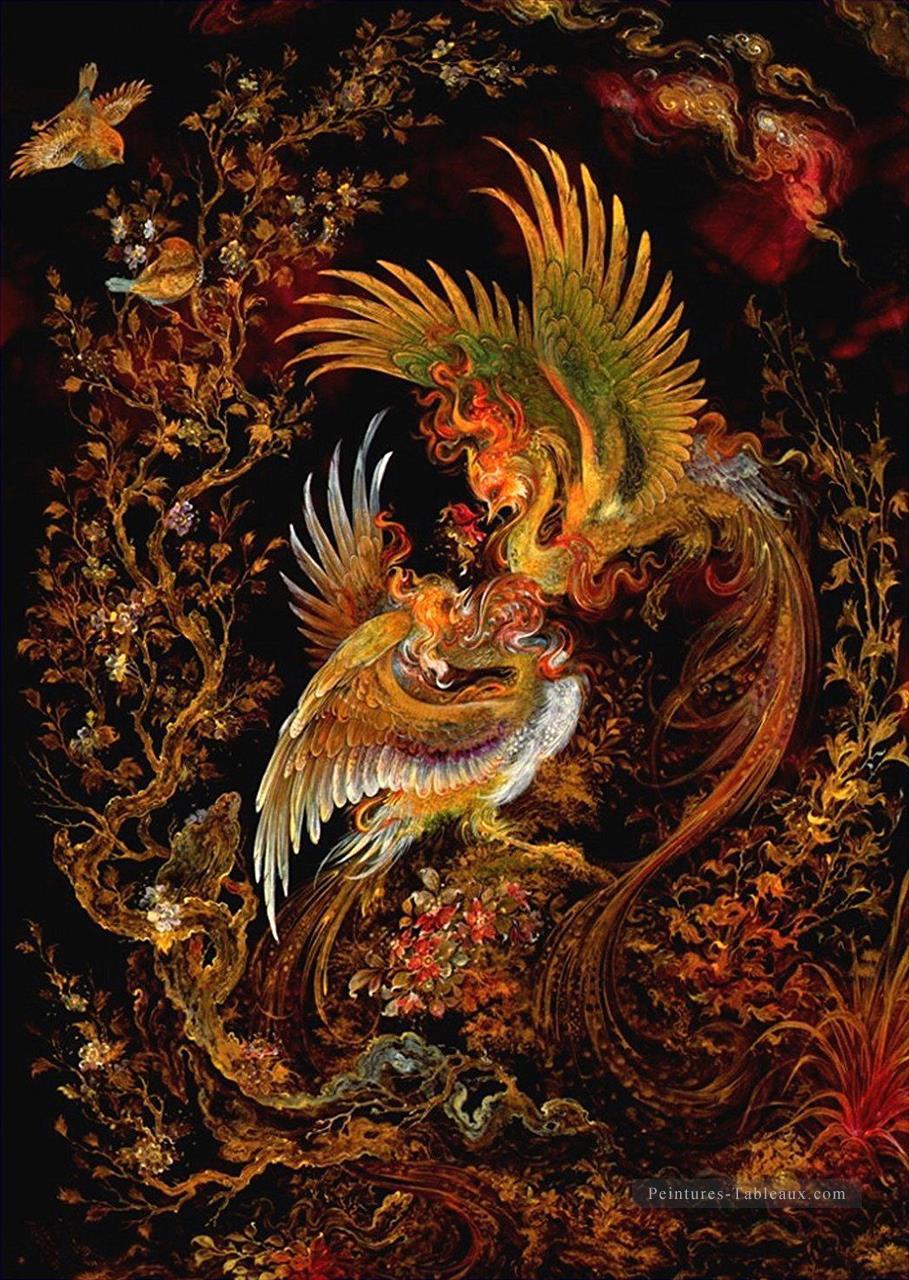 Phoenix miniature persane contes de fées Peintures à l'huile